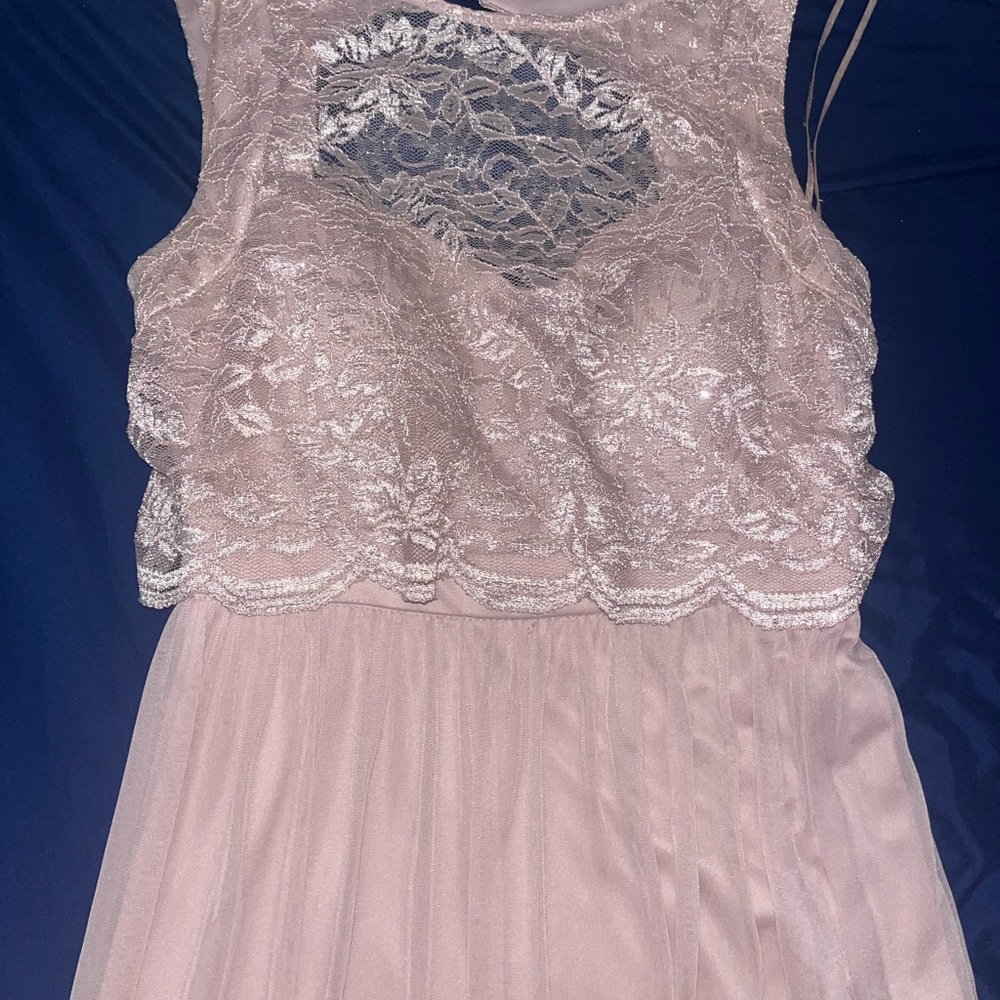 Night Way Collections Lace Overlay Dress - Blush